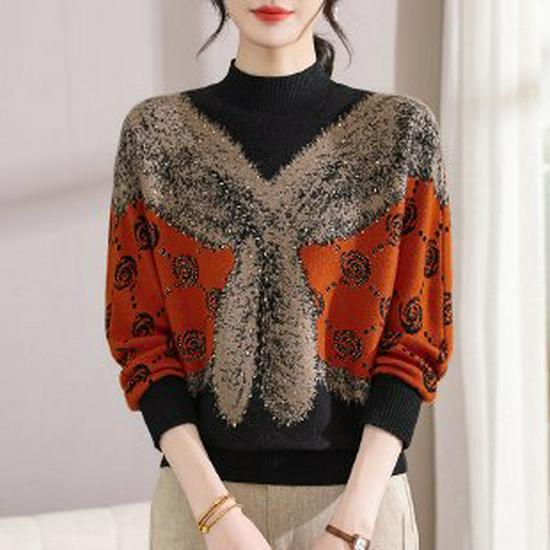 2026 Spring Chinese Style Knitwear: Middle-Aged & Elderly Women s Sweater 3XL