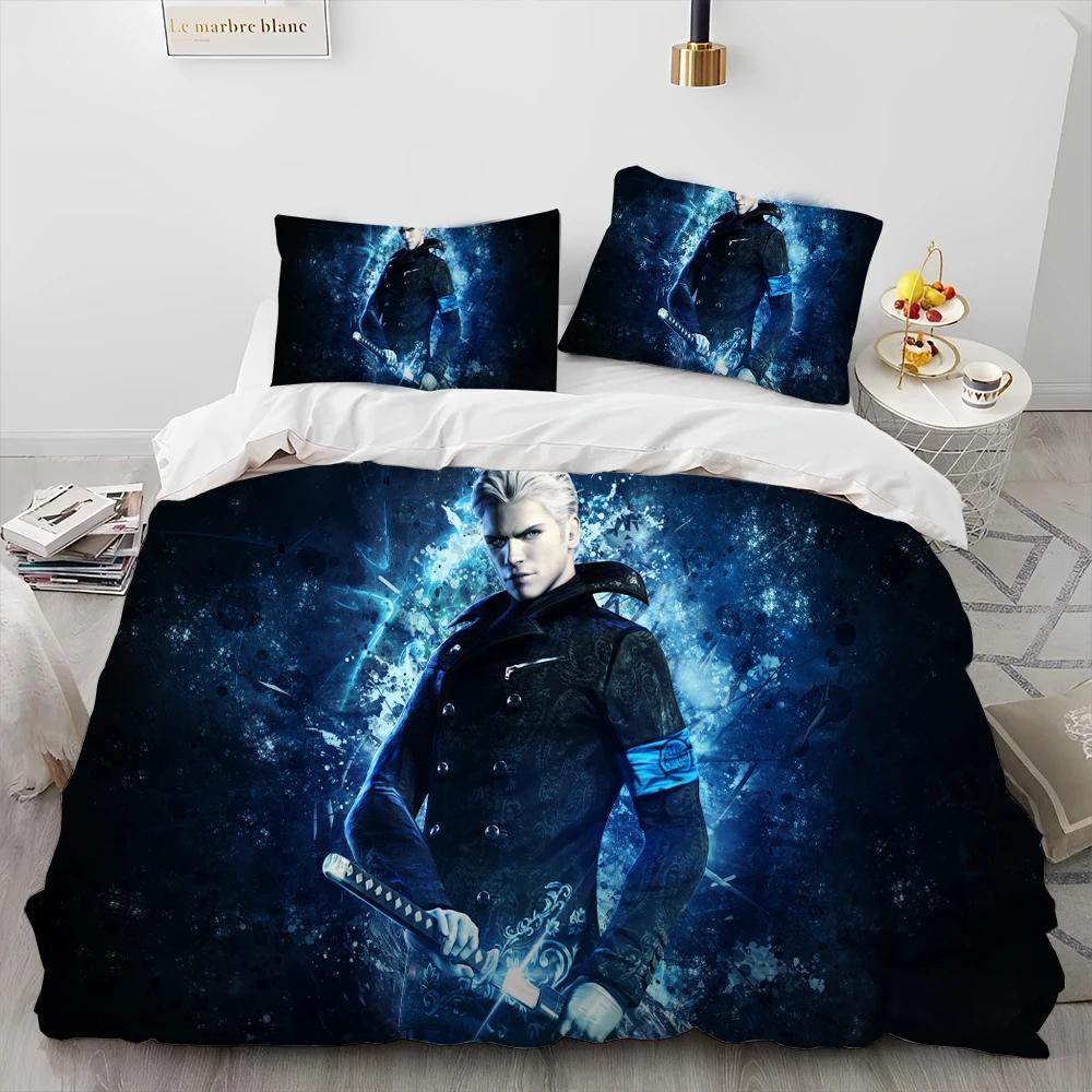 D-Devil May Cry Dmc Game Gamer Comforter Bedding SetDuvet Cover Bed Set Quilt Cover PillowcaseKing Queen Size Bedding Set Kids