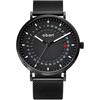 A.b.art Men's Minimalist Bauhaus Design Watch 41mm Black Dial Swiss Movement Sapphire Glass Waterproof Stainless Steel Mesh Band