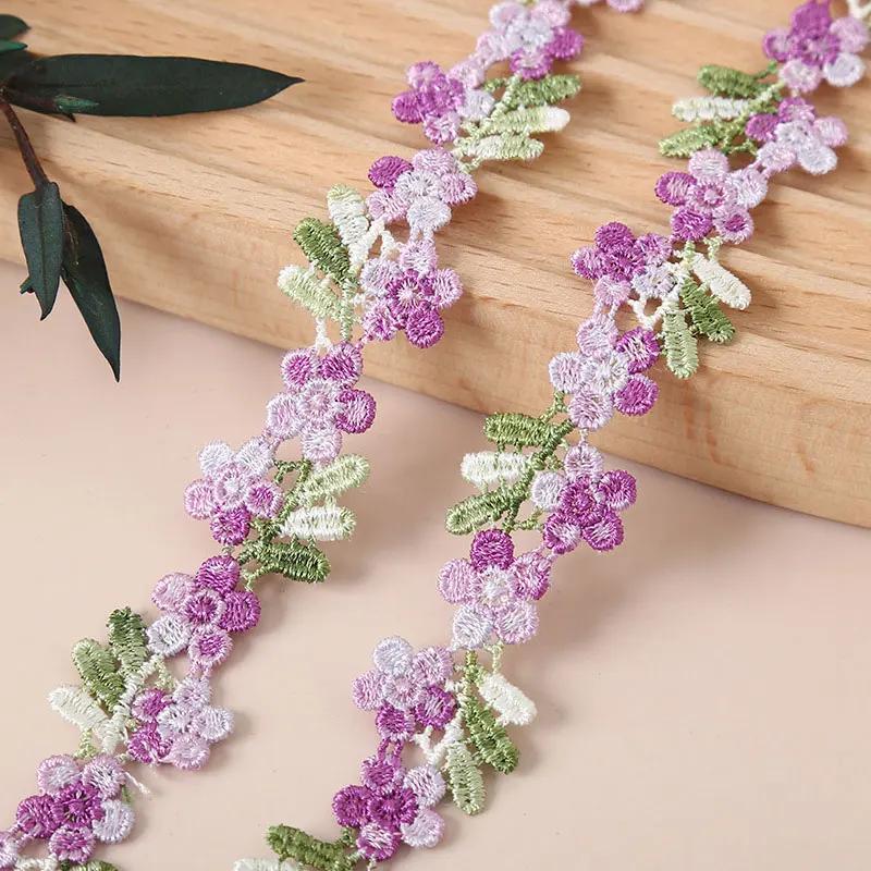 2CM Width Flower Lace Fabric Floral Embroidery Ribbon DIY Sewing Garment Applique Decor Accessories 2cm Lace Trim Crafts