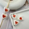 5pcs/set Double Sided Heart Shape Ceramic Beads Small Porcelain Beads Jewelry Making  Necklace
