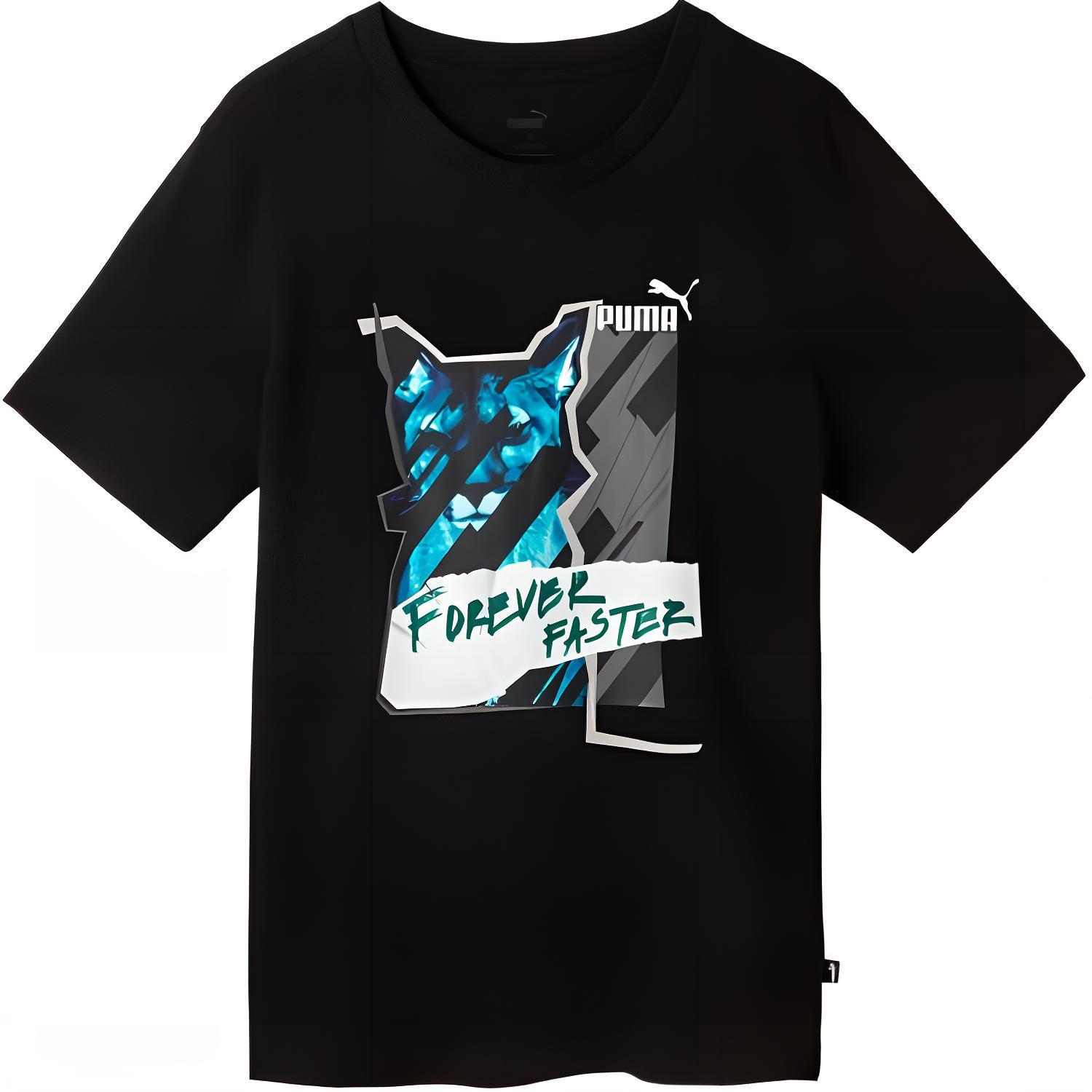 

Puma Round Neck Printed Breathable Short Sleeve T-Shirt Men Tops Black 686395-01 XL
