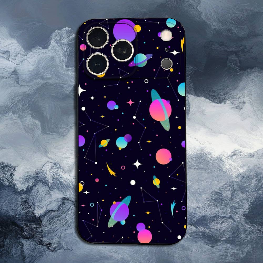 Starry Night Constellations Case For iPhone 12,14,15,16,17,13,11,X,Mini,Plus,Pro Max,8,7,XR,SE,XS,Soft Silicone Black
