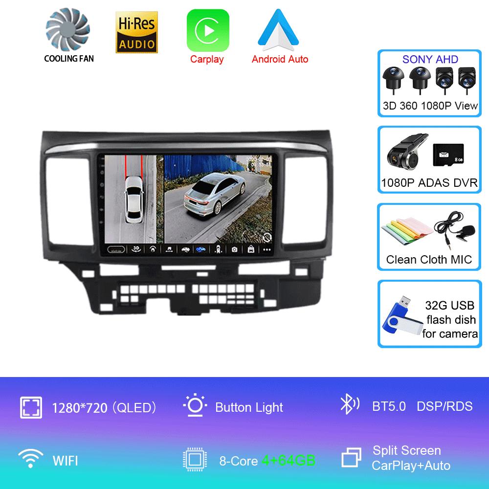 Android 14 For MITSUBISHI LANCER 9 10 X 2008 2009 2010 2011 - 2016 9Inch Stereo Audio Car Radio GPS Player Carplay Auto Screen