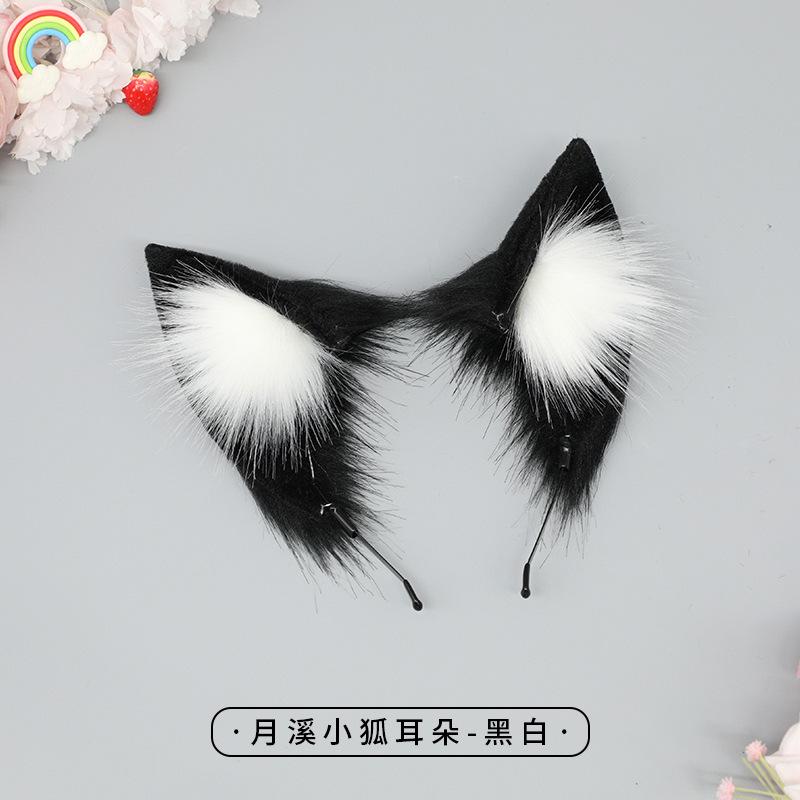 A handmade Japanese Lolita animal ear headdress cosplay hair upright white fox ear headband