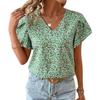 Beach Style Women Tops V Neck Shirts Short Sleeve 2025 Summer Loose Casual Blouses Puff Pleated Work Blouse Fashion Pullover Top