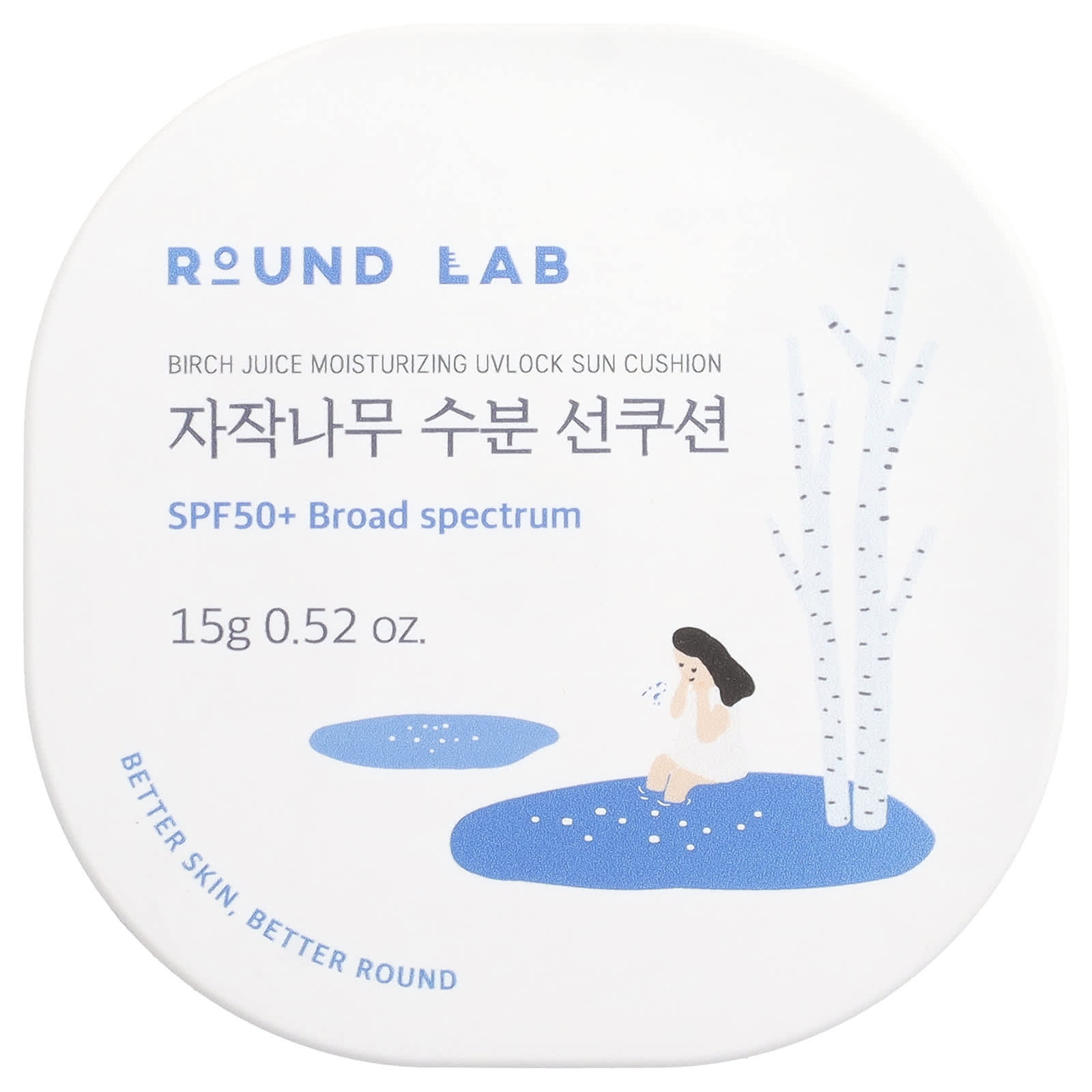 

Round Lab, Birch Juice Moisturizing UVlock Sun Cushion, SPF 50+, 15g (0.52oz)