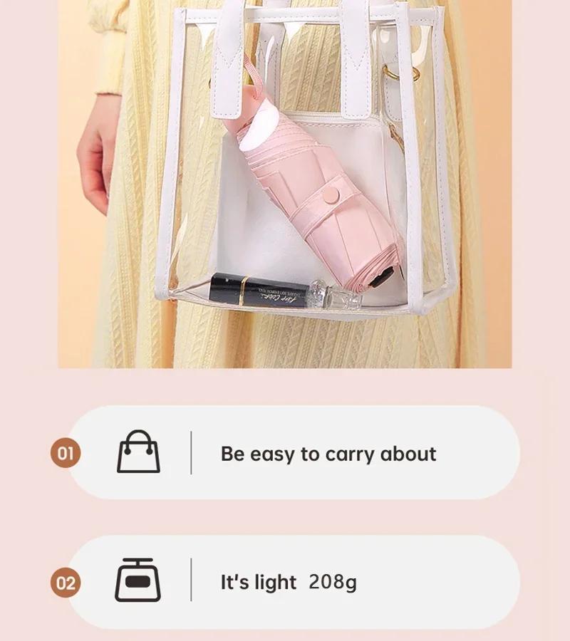 Ultralight And Compact Portable Capsule Umbrella UV Protection Umbrella Mini Five-fold Umbrella