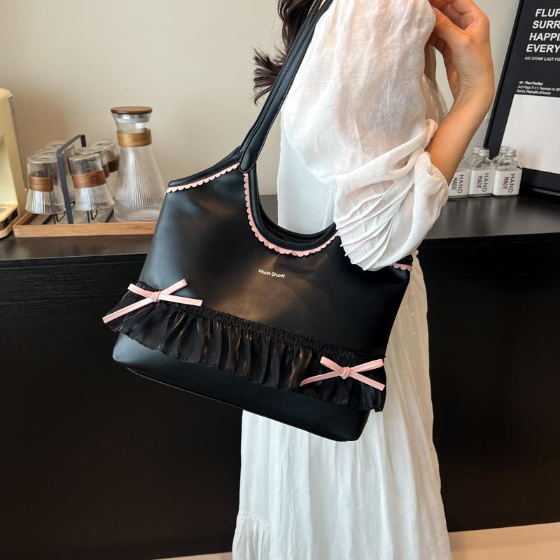 New Large-capacity Tote Bag Women's Casual Versatile Bow Underarm Bag Commuter Lace Shoulder Bag