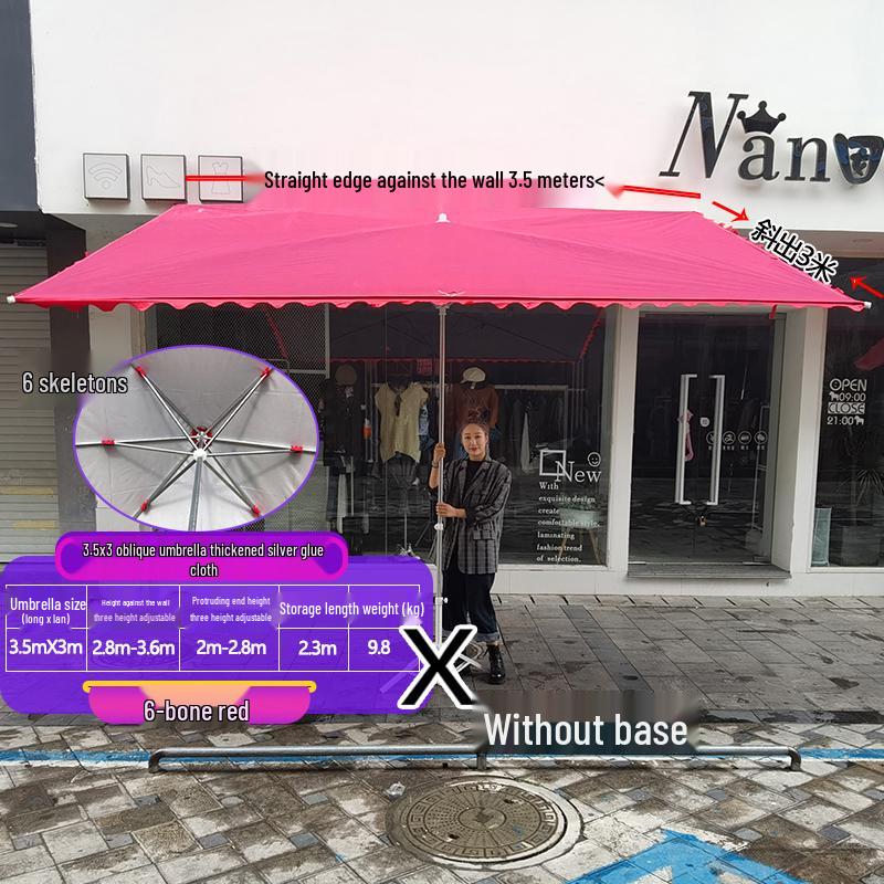 Foldable Outdoor Commercial Sunshade Umbrella with Tilt and Awning