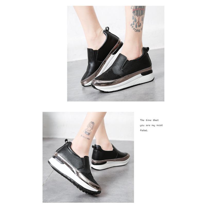 Cross-border large-size one-pedal lazy shoes fashionable rhinestone muffin thick-soled casual inner height-increasing single shoes