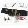 Women's Fashion Elastic Wide Waistband with Metal Carved Double Buckle Decorative Waist Belt for Dresses and Blouses Slim Waist
