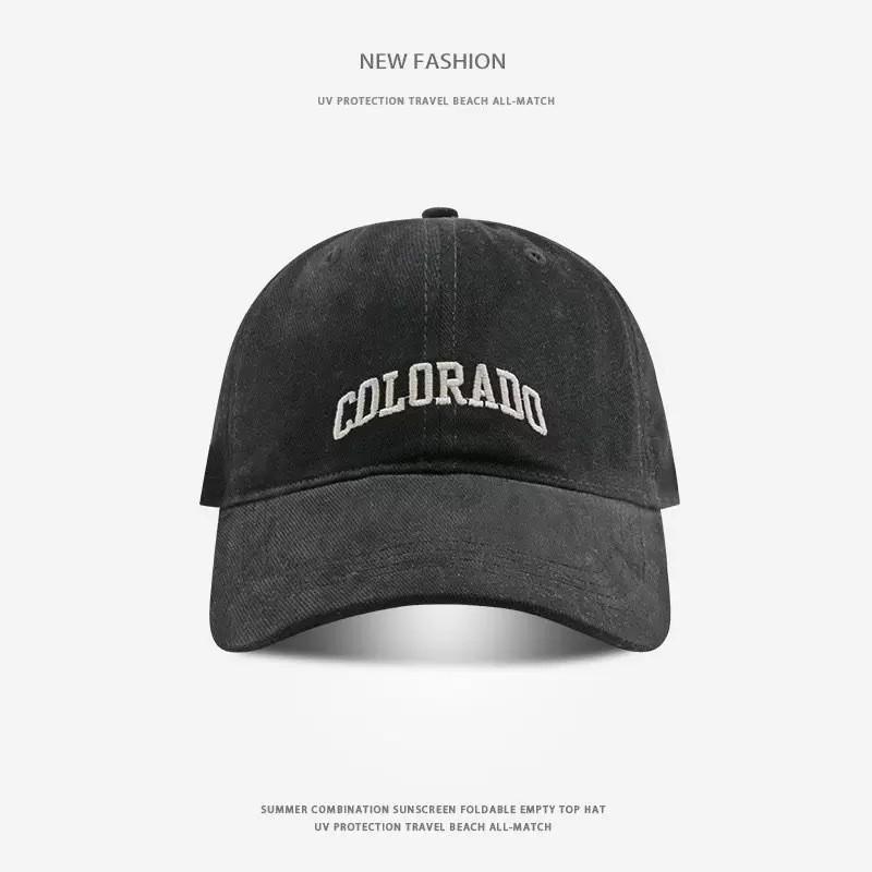 Embroidered Bear Baseball Cap With Wide Brim Adjustable Sun Protection For Casual Men Women