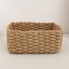 3Pcs Woven Storage Basket Natural Rattan Paper Rope Stackable Square Open Design for Kitchen Bedroom Living Room Bathroom Storage Organizers Home Tidy