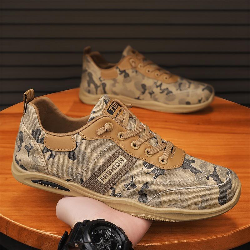 

2024 spring camouflage men s shoes breathable casual canvas shoes one pedal trendy wear-resistant construction site work labor insurance shoes tr 44 хакі