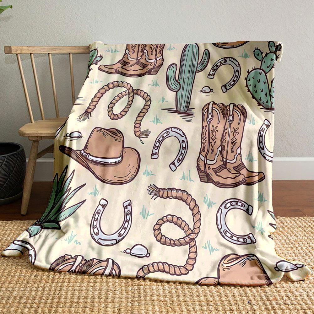 Cowboy Western Pattern Blanket print blanket soft and cozy perfect for the living room bed sofa or a nap,gift