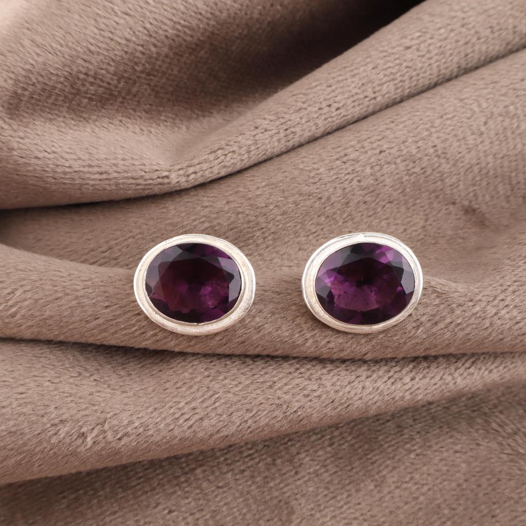 Amethyst Earrings Gemstone Jewelry, 925 Solid Sterling Silver Earrings, Handmade Earrings Gift For Women