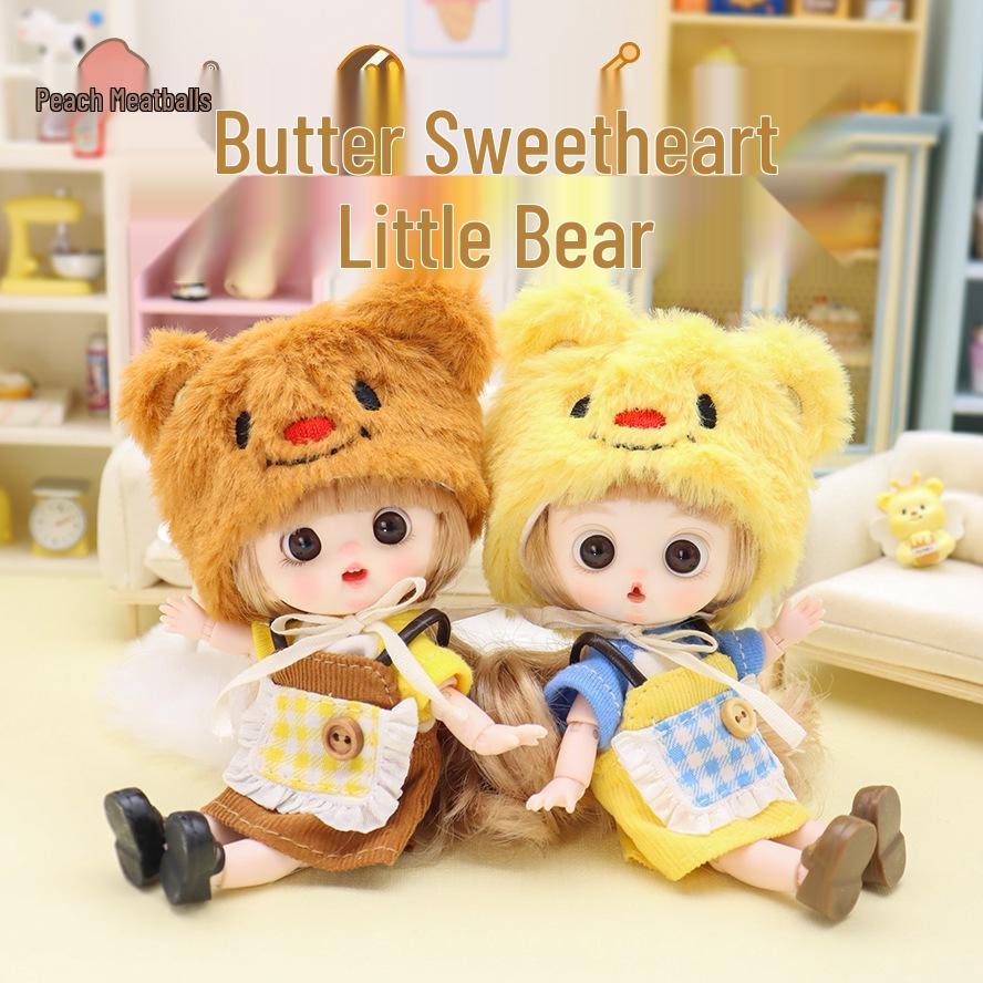 Trendy OB11 Sweetheart Bear Doll: Multi-Jointed, Poseable, and Dressable Figure