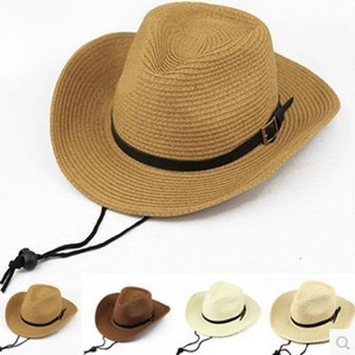 Men/Kids Big Eave Sunshade Hat Cowboy Straw Hat Cap for Mountain Climbing Jungle Hiking Beach Ultraviolet-proof Outdoor Hats