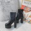 2025 Winter Women's Boots Waterproof Platform Fold Surface Zipper Thick Heel Short Boots Casual Fashion Shoes