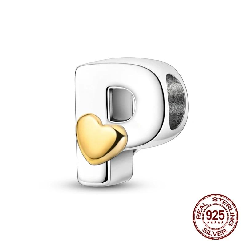 Copper Yellow Love 26 Letters Diy Love Charms Beads Fit 4Mm Hole Diameter Bracelets Fine Birthday Jewelry Gift