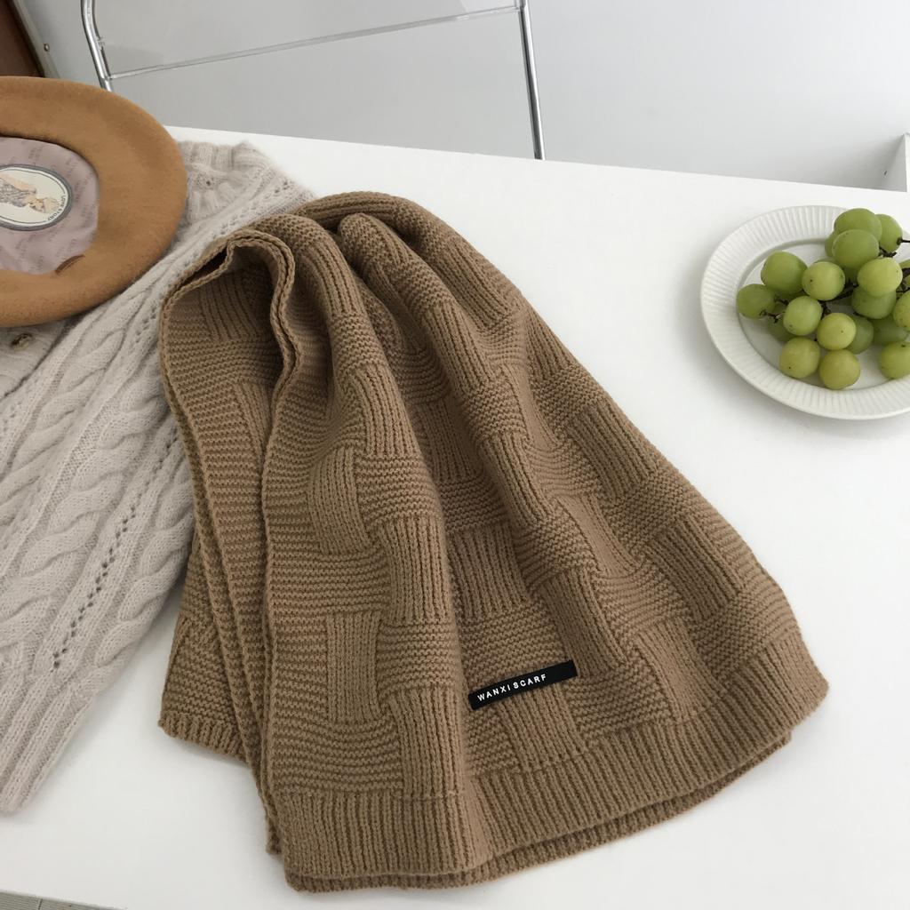 Korean version of the new simple solid color wool scarf women's autumn and winter thickened ins student warm scarf shawl men's versatile
