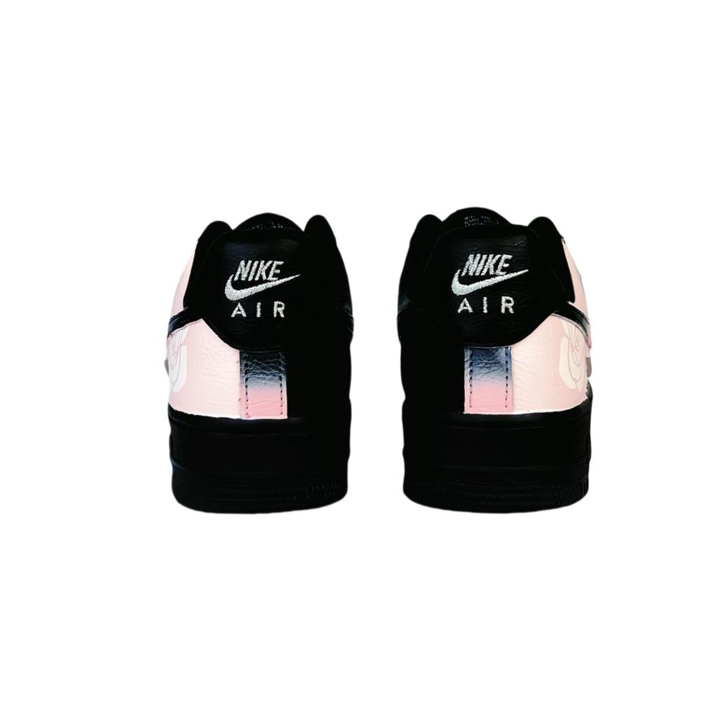 Nike Air Force 1 Slip Resistant Abrasion Resistant Low top Skateboard Shoes Women's Black Pink Silver HQ1180-001(Team74-)