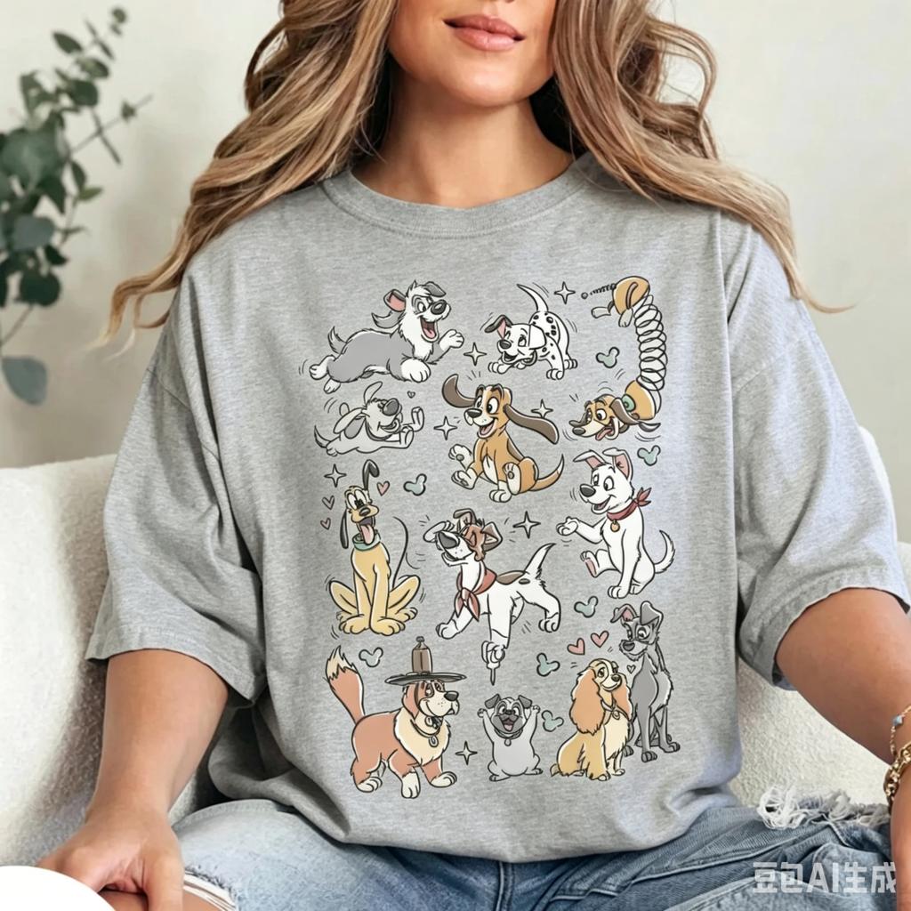 2026 Retro Dog Tshirt Miss And Tramp Tshirt Pluto Dog Tshirt Pet Enthusiast Gift Unisex Unisex Families Children