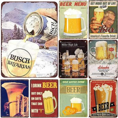 Vintage Miller High Life Beer Cup Metal Tin Signs Posters Plate Wall Decor for Home Bars Garage Cafe Clubs Retro Posters Plaque