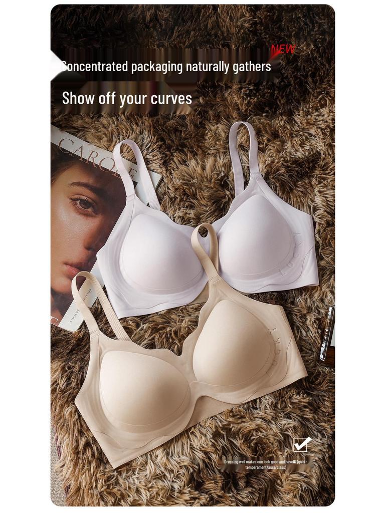 Spring Summer Push-Up Jelly Foam Bra - Anti-Sagging, Underarm Shaping, Steel Ring Support, Markless Design