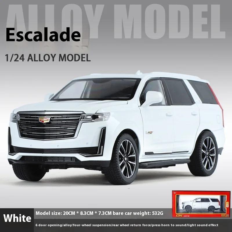 

1/24 Cadillac Escalade внедорожник литой металлический автомобиль модель звук и свет настольная коллекция декоративный подарок мальчики дисплей украшение белый