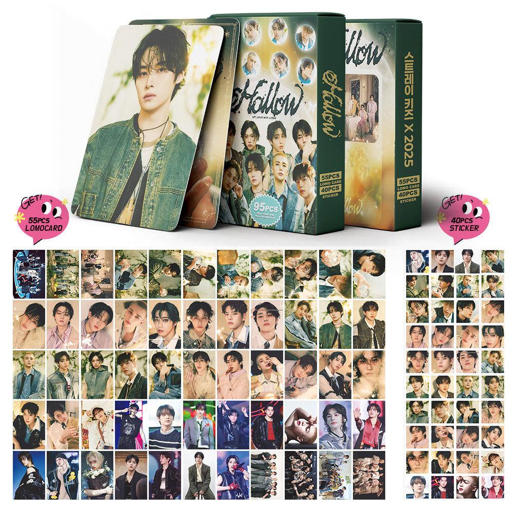 In Stock  New Skzoo 95Pcs Stray Kids Hop Album Peripheral Lomo Cards Sk Collection Cards + Diy Big Head Stickers For Fa