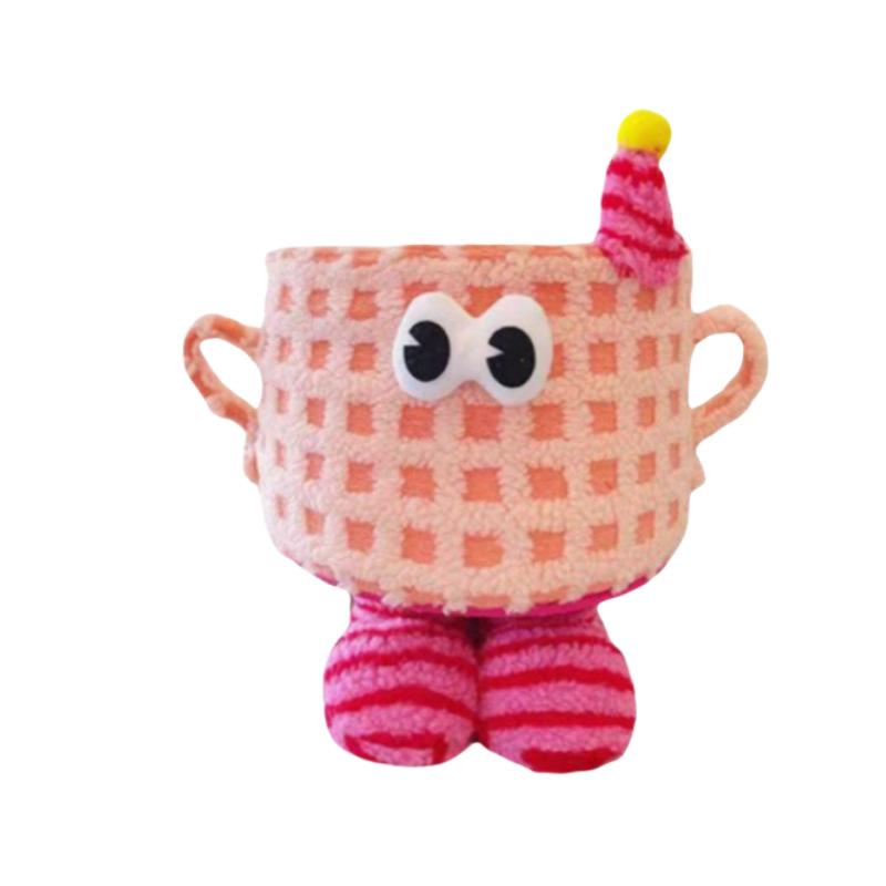 Little Monster Storage Basket Lamb Fleece Cotton Rope Finishing Basket Cute Cartoon Storage Basket Tabletop Ornament