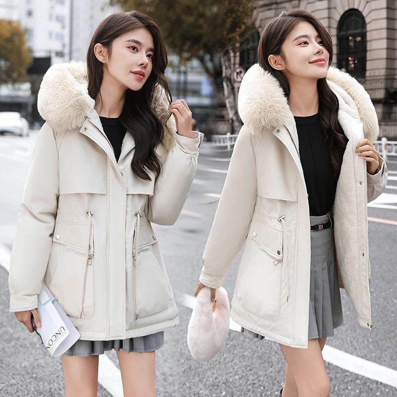 Pie Overcomes Women's Winter New Fashion Skinny Down Cotton Clothing Fleece Thickened Fur Integrated Jacket