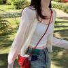 Sun Protection Cardigan Thin Women Ice Silk Knit Coat Summer Cover Up Top White Air Conditioning Shirt