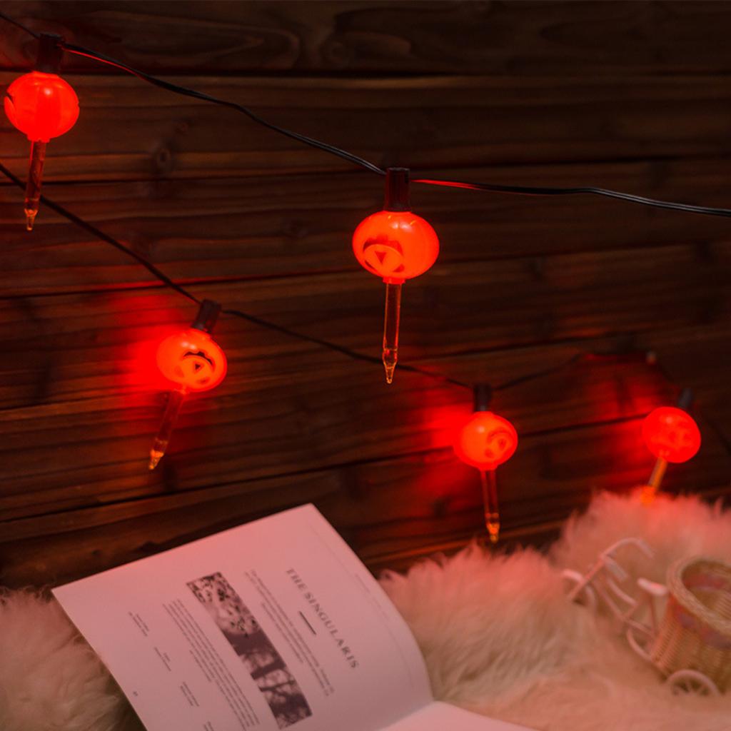 Black-lined Pumpkin Bubble Lights 6-Light Halloween Decorative String Lights Bar & Garden Decor Pumpkin Strings