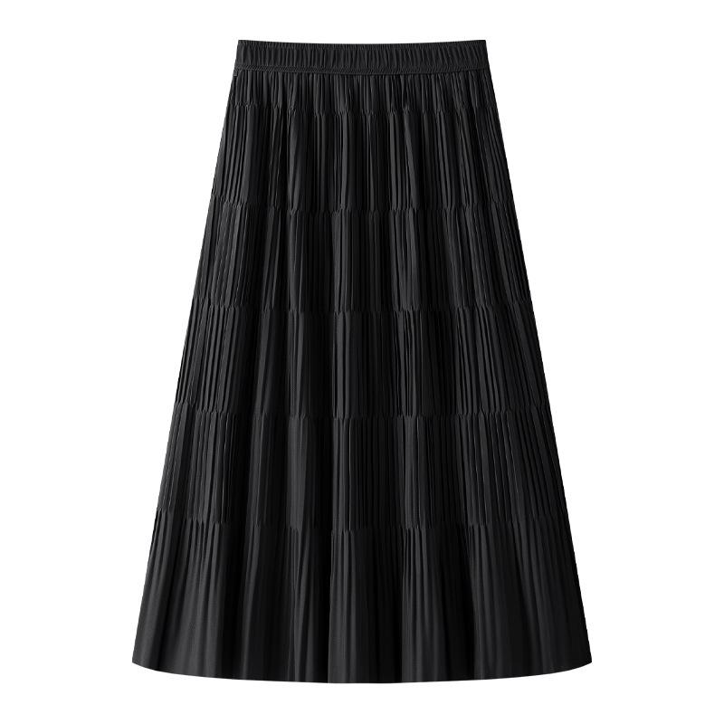 

Женская юбка миди А-силуэта цвета хаки с ярусами на резинке, драпированными складками, стиль весна-осень 3XL чёрный