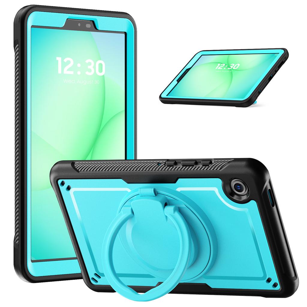 For Samsung Galaxy Tab A11/A9 Case Rotating Kickstand PC + TPU Shockproof Tablet Cover with Shoulder Strap