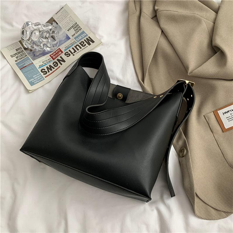 High-Quality Large-Capacity Composite Bag Women's New Texture Retro Wide Strap Shoulder Bags Messenger Bags