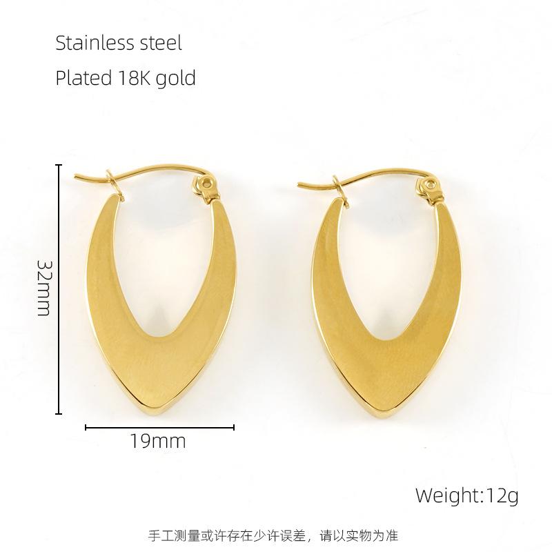 

Новые серьги из 18-каратного золота из нержавеющей стали, модные гладкие серьги с круглой пряжкой 18K золотой