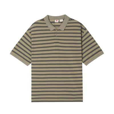 Levis American Vintage Knitted Striped Casual Loose Short Sleeve Polo Shirt Men Polo Shirts 005FR-0010