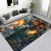 American Muscle Car Night Scene Printed Area Rug, Non-Slip Living Room Floor Mat Home Decor