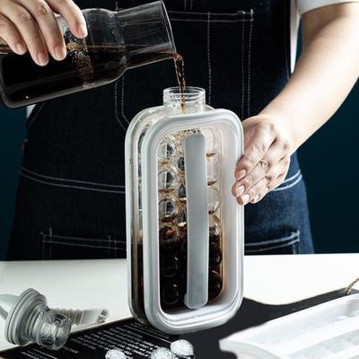 Ice Cube Mold with Lid 1.2L High Capacity 2 In 1 Ice Bottle Ice Cube Tray Foldable Odor-Free Ice Hockey Maker