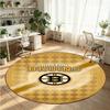 Boston Bruins Printed Round Crystal Velvet Rug Soft Non Slip Floor Carpet For Bedroom Holiday Gift