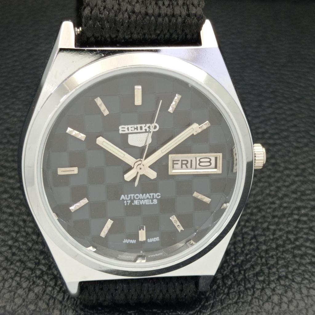 JAPAN SEIKO 5 AUTOMATIC MENS 6309A REFURBISHED BLACK COLOR DIAL WATCH A440227-4 Sk-a440227-1