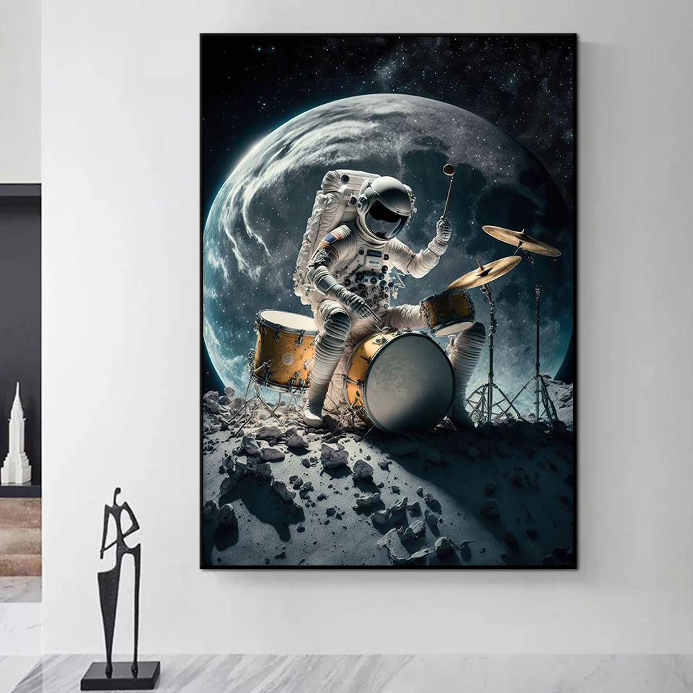 Abstrakte Trommel Poster Al Digitale Malerei Moderne Wand Kunst Leinwand Drucken Astronaut Musik Bild Für Wohnzimmer Home Decor Cuadros