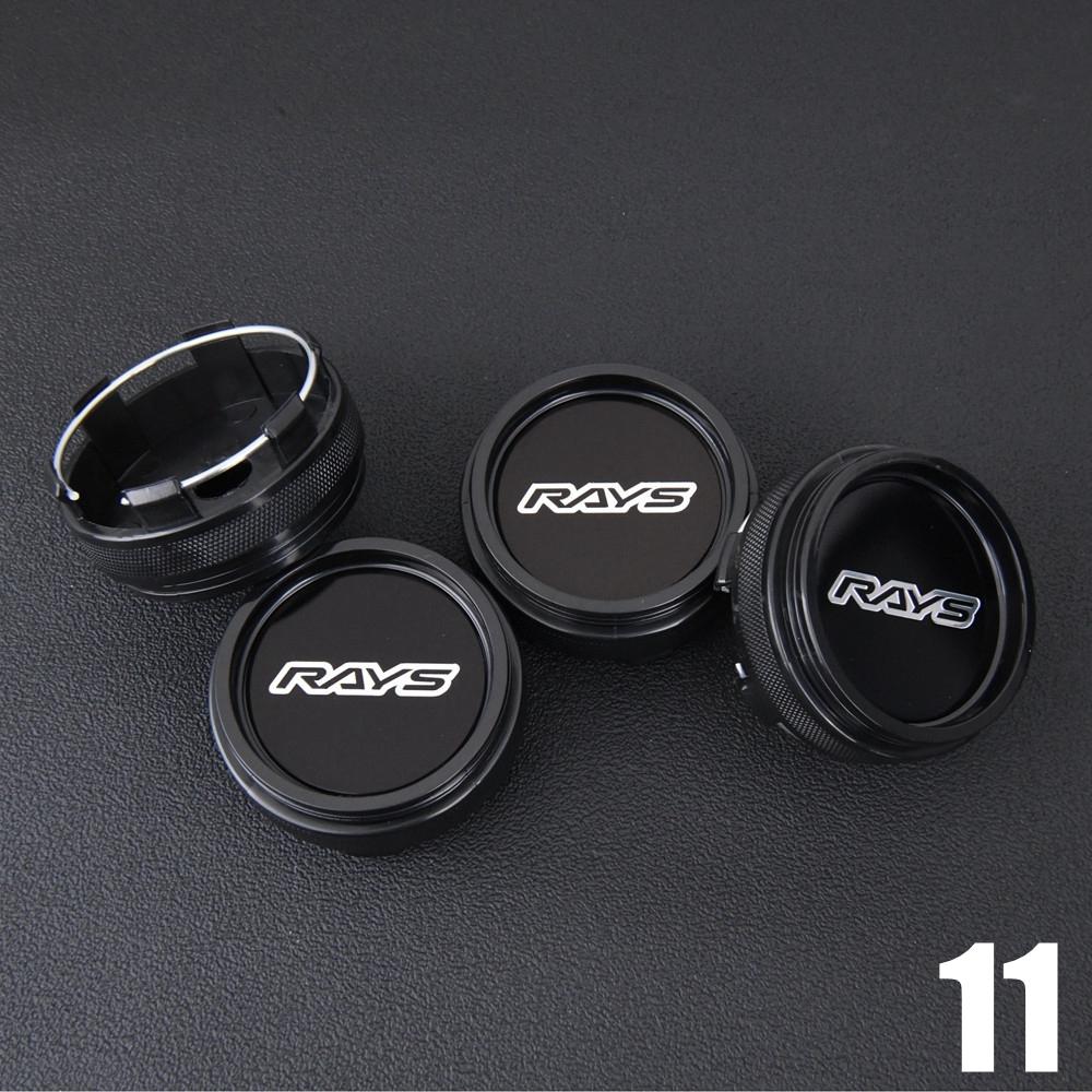 4PCS JDM Sport Rim Cap Clip 62mm VOLK RAYS Emblem Sticker Wheel Center Hub Caps Car Cover Cap Black & Silver