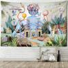 Arazzo da Parete con Sistema di Sospensione Illustrazione Mondo Animale Stile Bohemien Stregoneria Psichedelico Mandala Tapestry Decorazione per la Casa