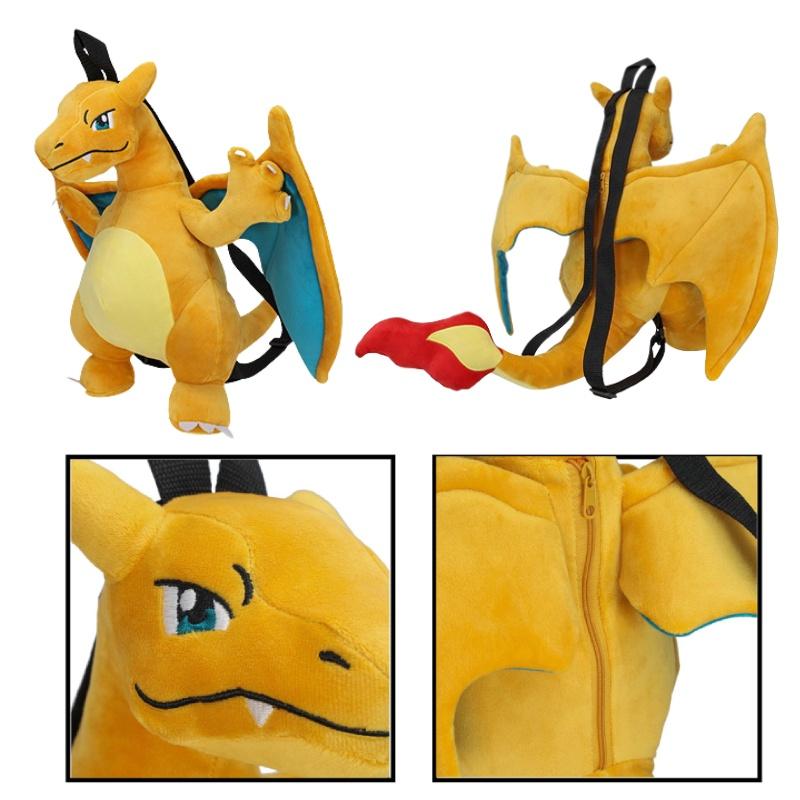 Cute Cartoon Backpack With Gengui And Charizard For Kids, Plush Toy Bag For Kindergarten
