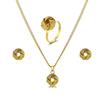 Gold Color Alloy Metal Twist Lucky Knot Earrings Necklace Ring Zircon Set for Women Girls Trendy Geometric Vintage Accesories